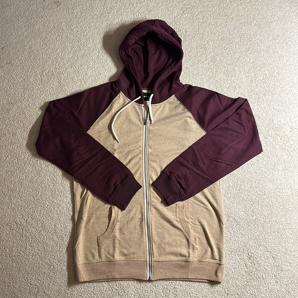BDG red & tan full zip hoodie, L - Picture 2 of 4